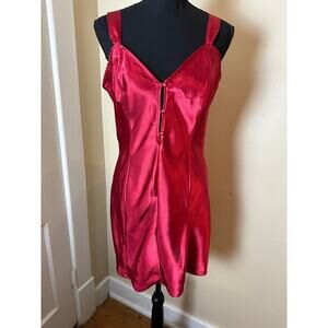 Vintage 90s Silky Mini Dress Slip Lingerie Medium Chemise Mini Dress